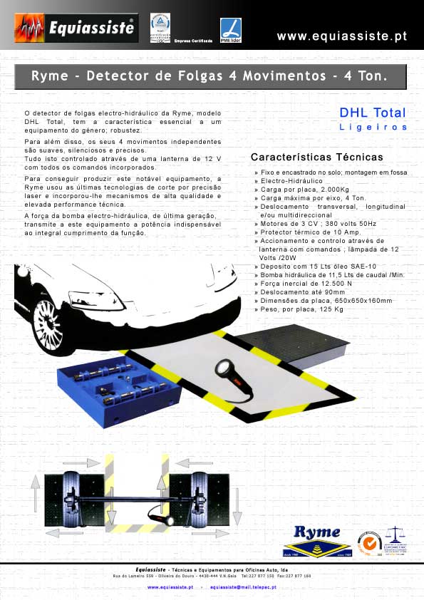 Ryme Detector de Folgas de Ligeiros para Centros de Inspecção CITV